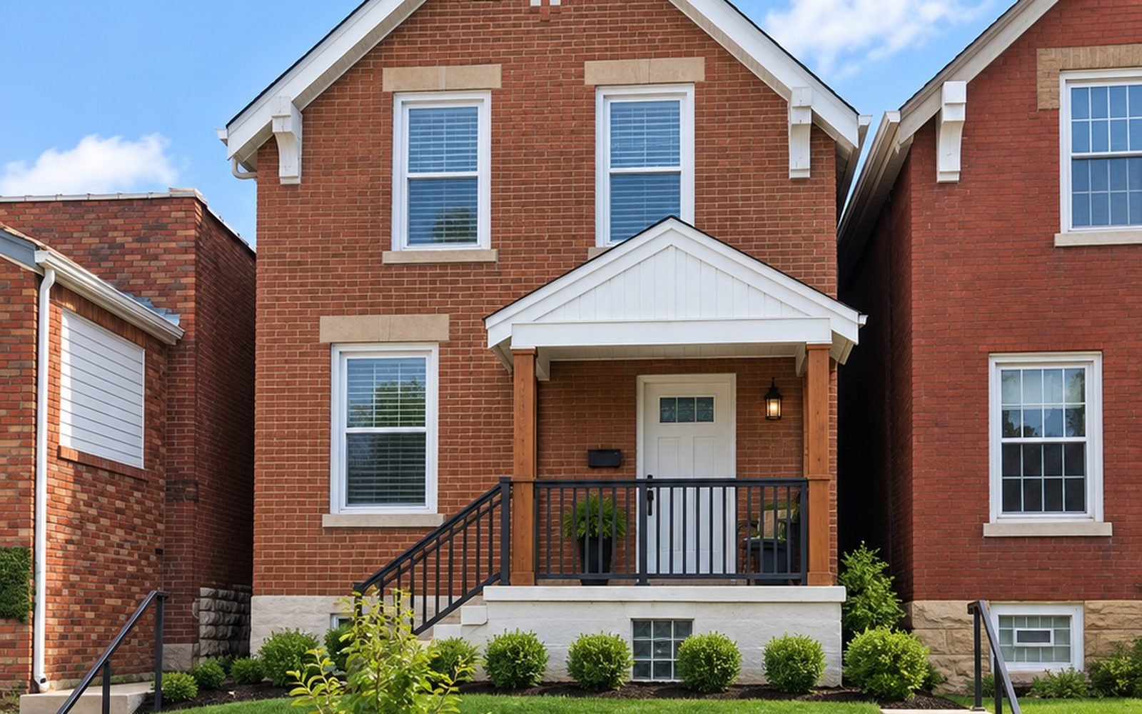 Front exterior of a renovated red-brick two-story home at 3936 S Compton Ave in St. Louis, Missouri